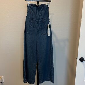 Pilcro strapless denim wide leg jumper NWT